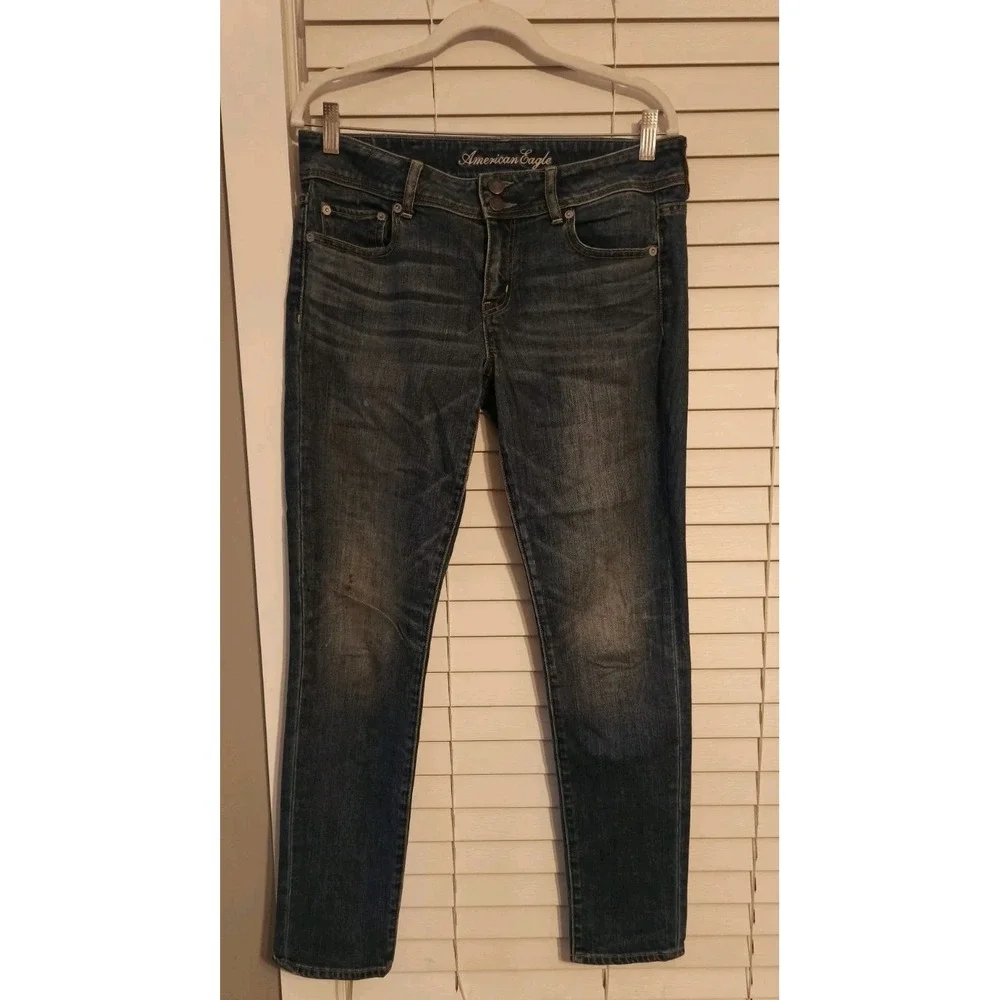 American Eagle Women‎ Skinny Jeans Sz 8 Blue Dark Wash Next Level Stretch